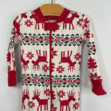 Size 12-18m (75): Hanna Andersson White/Multi Fair Isle Reindeer Organic Cotton 1pc Holiday PJs
