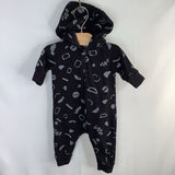 Size 3-6m: North of West Black/Gray Shapes Zip Hoodie Romper