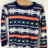 Size 4 (100): Hanna Andersson Blue/Multi Fair Isle 2pc Holday PJs