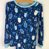 Size 4: Little Sleepies Blue/Gold Hanukkah Motifs Bamboo 2pc Holiday PJs