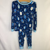 Size 4: Little Sleepies Blue/Gold Hanukkah Motifs Bamboo 2pc Holiday PJs