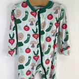 Size 12-18m: Kickee Pants Blue/Multi Sentient Veggies 1pc Bamboo Footy PJs