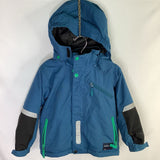Size 2-3: Polarn O. Pyret Blue/Green Trim Waterproof Winter Coat
