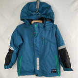 Size 2-3: Polarn O. Pyret Blue/Green Trim Waterproof Winter Coat