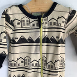 Size 0-6m: Parade Beige/Black Winter Village 1pc Zip PJs REDUCED