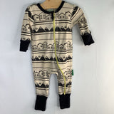 Size 0-6m: Parade Beige/Black Winter Village 1pc Zip PJs REDUCED
