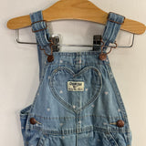 Size 2: OshKosh Blue/Pink Hearts Denim Overalls