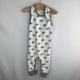 Size 6-9m: Monica + Andy White/Gray Elephants Tank Romper