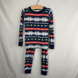 Size 5 (110): Hanna Anderson Blue/Colorful Winter Print 2pc Holiday PJs