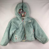 Size 2: The North Face Blue/Multi Floral Fleece/Poly Reversible Hooded Jacket
