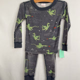 Size 3 (90): Hanna Andersson Gray/Green Dragons Organic Cotton 2pc PJs