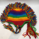 Size OS Youth: Rainbow Mohawk Wool Tassel Beanie