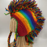 Size OS Youth: Rainbow Mohawk Wool Tassel Beanie
