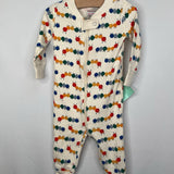 Size 3-6m (60): Hanna Andersson White/Rainbow Caterpillar Organic Cotton 1pc Zip-Up PJs