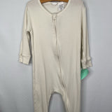 Size 2: Jamie Kay White Ribbed 1pc Zip PJs
