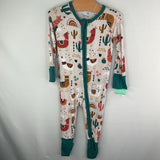 Size 3-6m: Little Sleepies Gray/Multi Desert Llamas Bamboo 1pc Zip PJs
