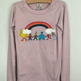 Size 10 (140): Hanna Andersson Pink/Rainbow Sesame Street Organic Cotton 2pc PJs