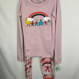 Size 10 (140): Hanna Andersson Pink/Rainbow Sesame Street Organic Cotton 2pc PJs