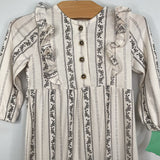 Size 12m: Jessica Simpson White/Gray Floral Striped Ruffle Trim Romper