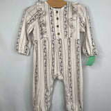 Size 12m: Jessica Simpson White/Gray Floral Striped Ruffle Trim Romper