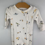 Size NB: Nordstrom White/Multi Baby Motifs Snap Footy Romper