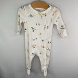 Size NB: Nordstrom White/Multi Baby Motifs Snap Footy Romper