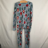 Size 8 (130): Hanna Andersson Blue/Red Gnomes Organic Cotton 2pc Holiday PJs