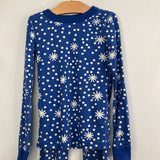 Size 8 (130): Hanna Andersson Blue/White SnowflakesOrganic Cotton 2pc PJs