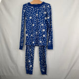Size 8 (130): Hanna Andersson Blue/White SnowflakesOrganic Cotton 2pc PJs