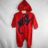 Size 6-9m: Nike Red/Navy Logo Hooded Romper