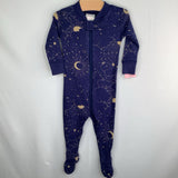 Size 3-6m (60): Hanna Andersson Navy/Yellow Stars & Moon Organic Cotton 1pc Zip-Up PJs