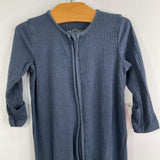 Size 6-9m: Mori Navy Bamboo/Organic Cotton Ribbed 1pc Footy PJs