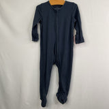Size 6-9m: Mori Navy Bamboo/Organic Cotton Ribbed 1pc Footy PJs