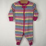 Size 3-6m (60): Hanna Andersson White/Colorful Striped Zip-Up 1pc PJs