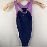 Size 8: Speedo Navy/White/Purple 1pc Swimsuit
