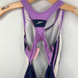 Size 8: Speedo Navy/White/Purple 1pc Swimsuit