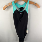 Size 8: Speedo Black/White/Blue 1pc Swimsuit
