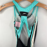 Size 8: Speedo Black/White/Blue 1pc Swimsuit