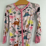 Size 18-24m: Little Sleepies Pink/Multi Dinos Bamboo 1pc Zip PJs