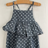 Size 4: Figge Gray/White Dots Chambray Jumpsuit