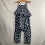 Size 4: Figge Gray/White Dots Chambray Jumpsuit