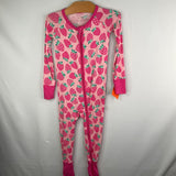 Size 2: Little Sleepies Pink/Green Strawberries Bamboo 1pc Zip PJs