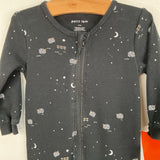 Size 9-12m: Petit Lem Black/White Sheep 1pc Zip-Up Footy PJs