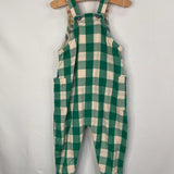 Size 6-12m: Little Green Radicals White/Green/Multi Stripes/Plaid Reversible Overalls
