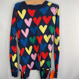 Size 10 (140): Hanna Andersson Navy/Multicolor Heart 2pc PJs