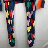 Size 10 (140): Hanna Andersson Navy/Multicolor Heart 2pc PJs