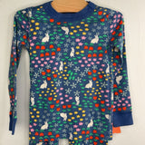 Size 4 (100): Hanna Andersson Blue/Multi Bunny Floral Organic Cotton 2pc PJs