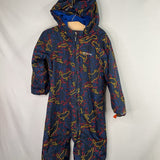 Size 4: Columbia Black/Multi Squiggles Fleece Lined Rainsuit