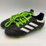 Size 11: Adidas Black/White/Green Lace-Up Soccer Cleats