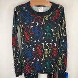Size 8 (130): Hanna Andersson Black/Colorful Skeletons2pc PJs